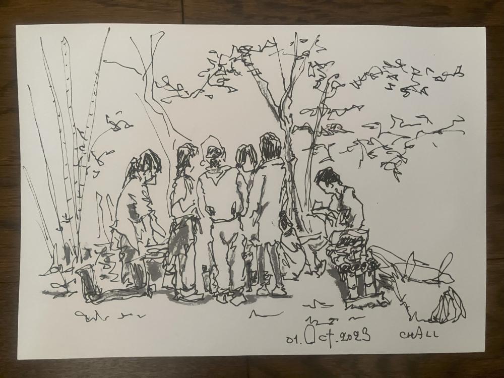 「イラストレーターせんだちゃるさんと絵を描く」in権太夫大神